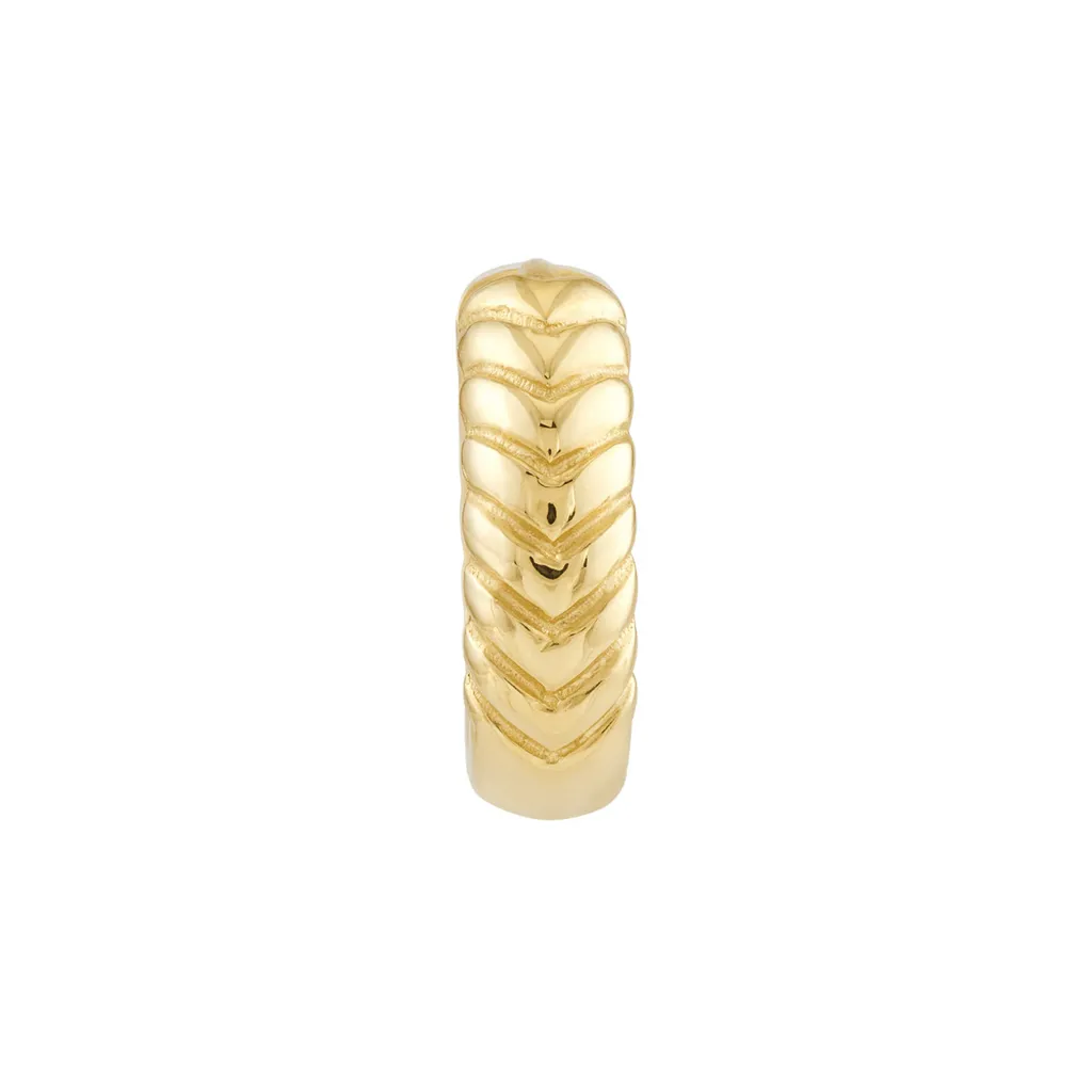 14K Yellow Gold Chevron Twisted Huggie Hoops