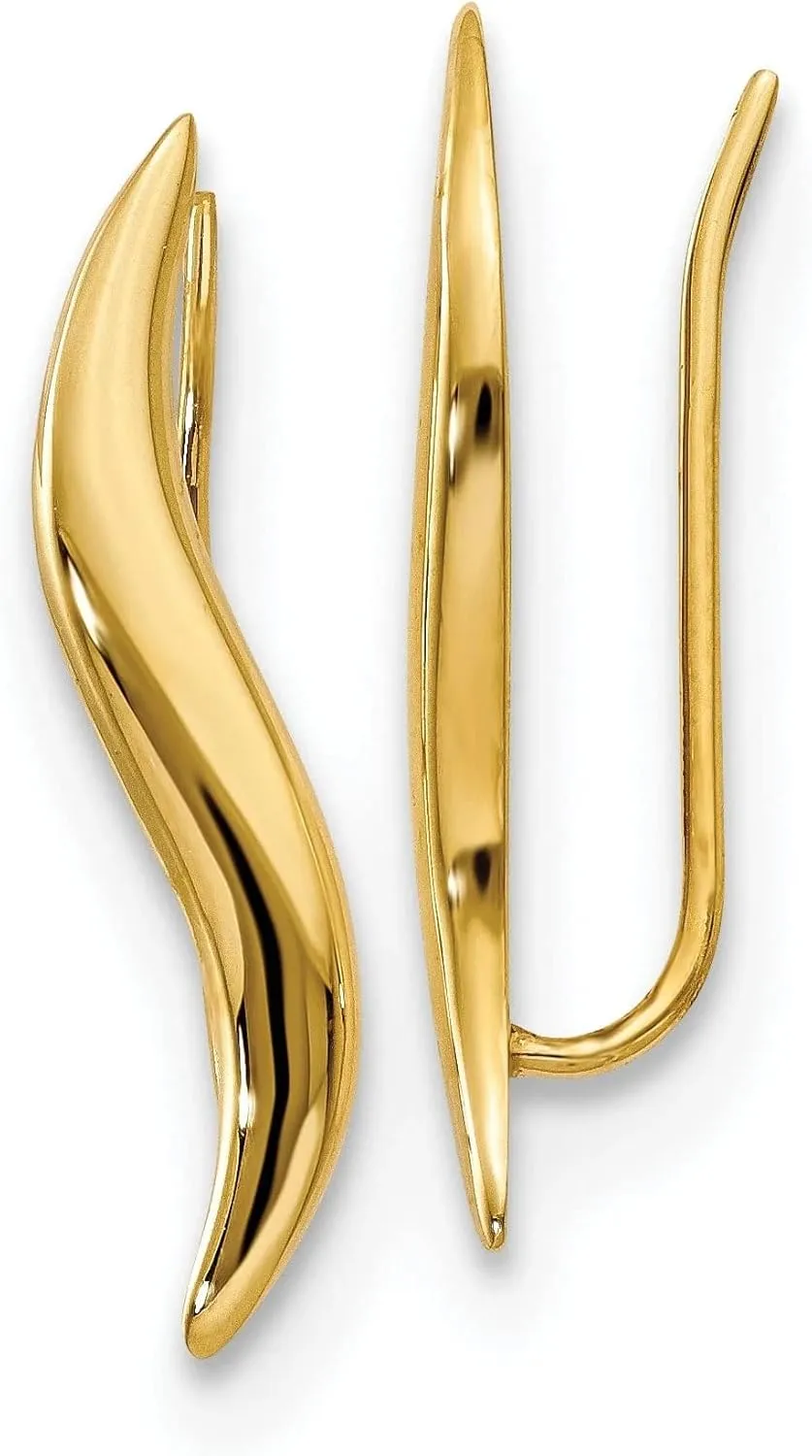 14k Yellow Gold Polished Ear Climber Earrings
