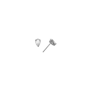 14kt White Gold .23ct Basket Set Pear CZ Stud Earrings