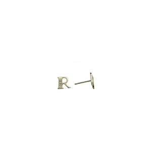 14kt Yellow Gold CZ Initial R Stud Earrings