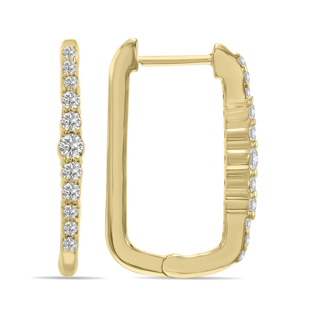 1/5 Ctw Lab Grown Diamond Huggies Hoop Earrings In 10K Yellow Gold