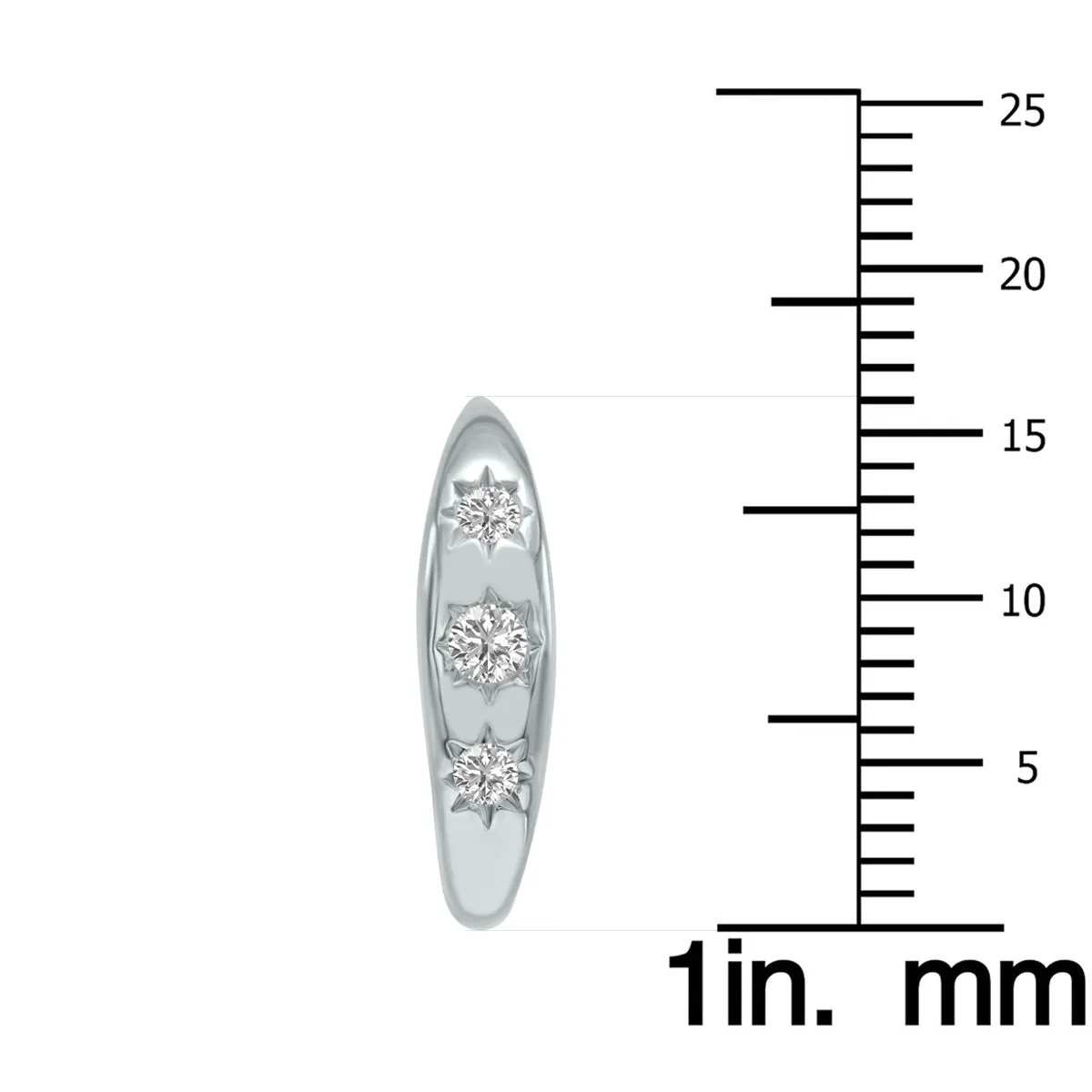 1/5 Ctw Three Stone Lab Grown Diamond Huggies Hoop Earrings In 10K White Gold (F-G Color, Vs1- Vs2 Clarity)