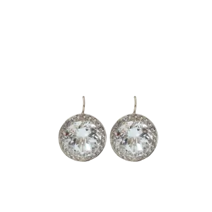 15MM Rock Crystal And Sapphire Earrings