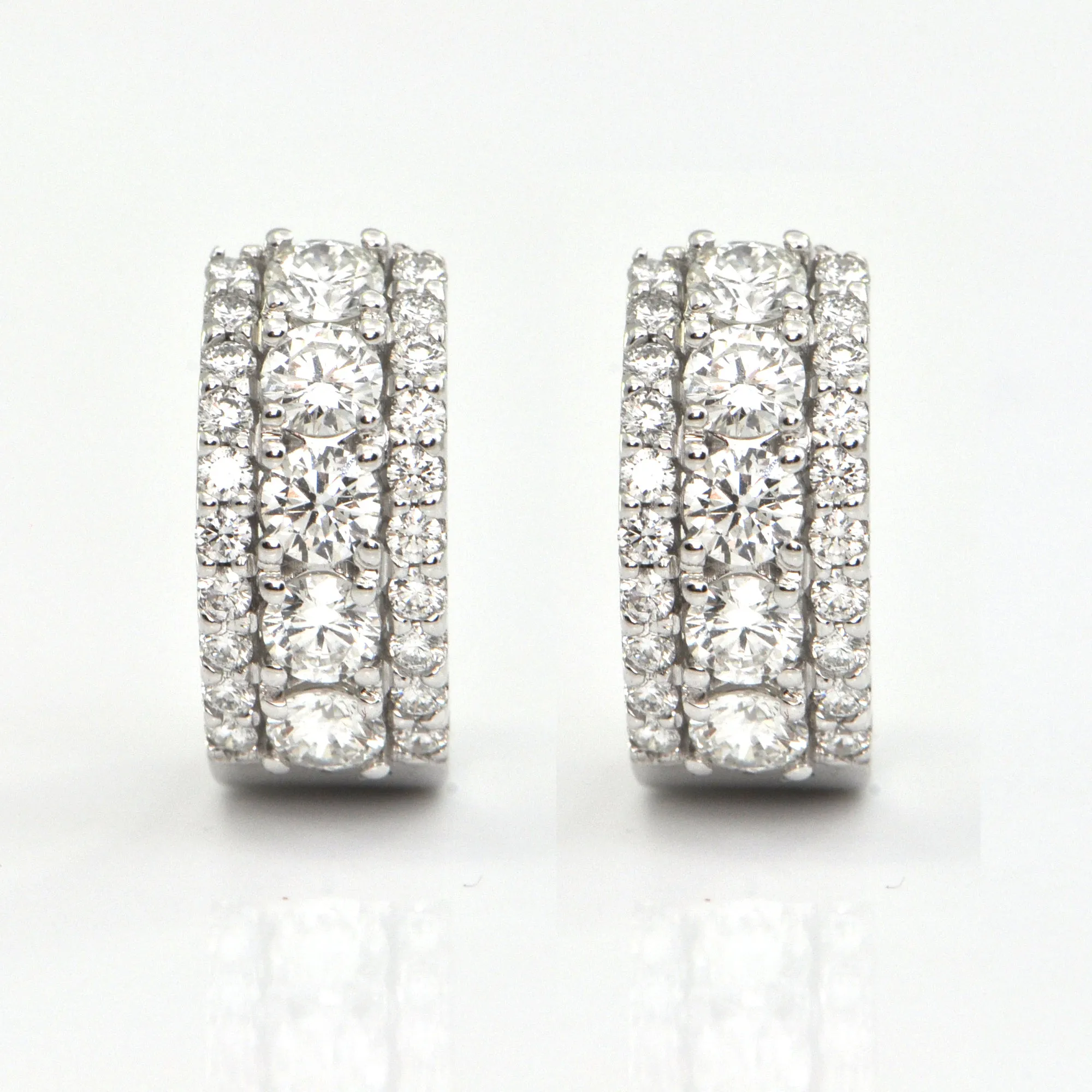 1.66CT Diamond Three Row Hoop earrings