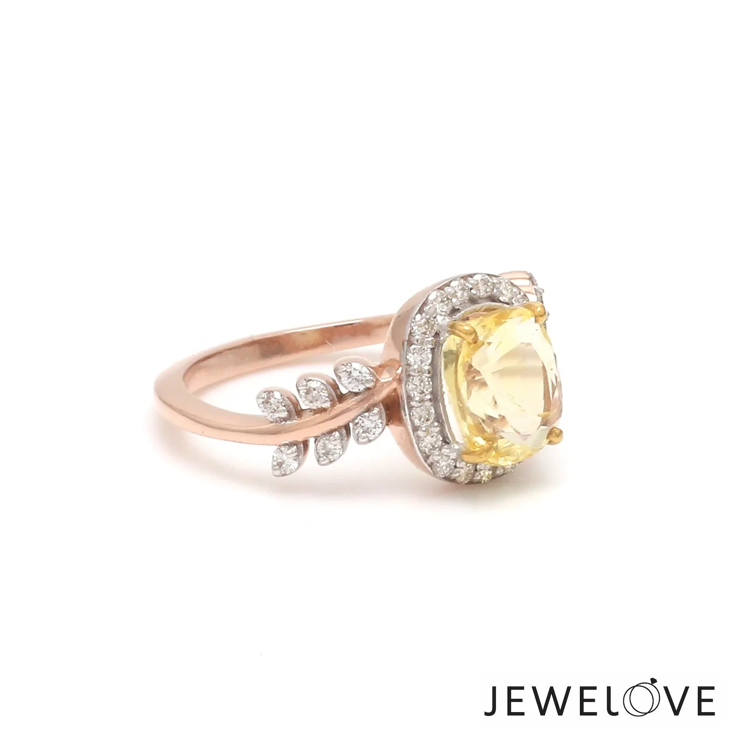 1.75cts. Yellow Sapphire 18K Rose Gold Diamond Ring for Women JL AU 1356R