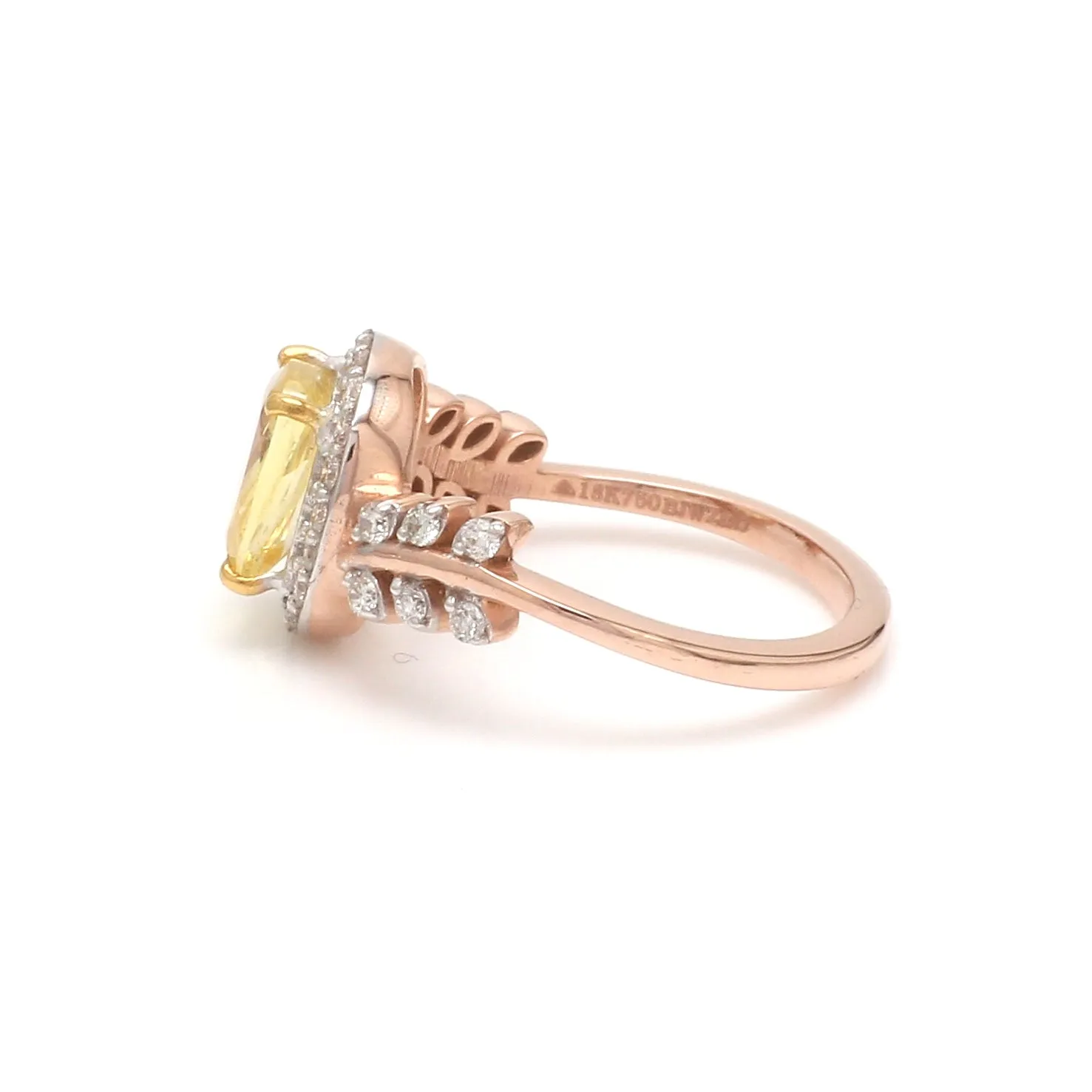 1.75cts. Yellow Sapphire 18K Rose Gold Diamond Ring for Women JL AU 1356R