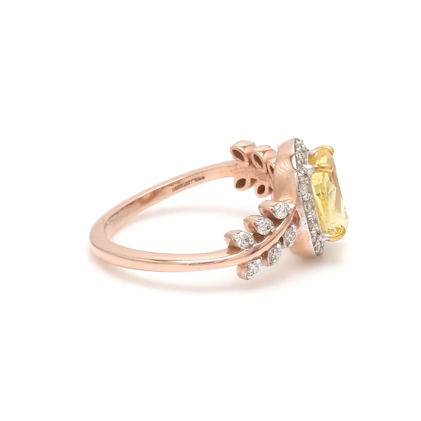 1.75cts. Yellow Sapphire 18K Rose Gold Diamond Ring for Women JL AU 1356R