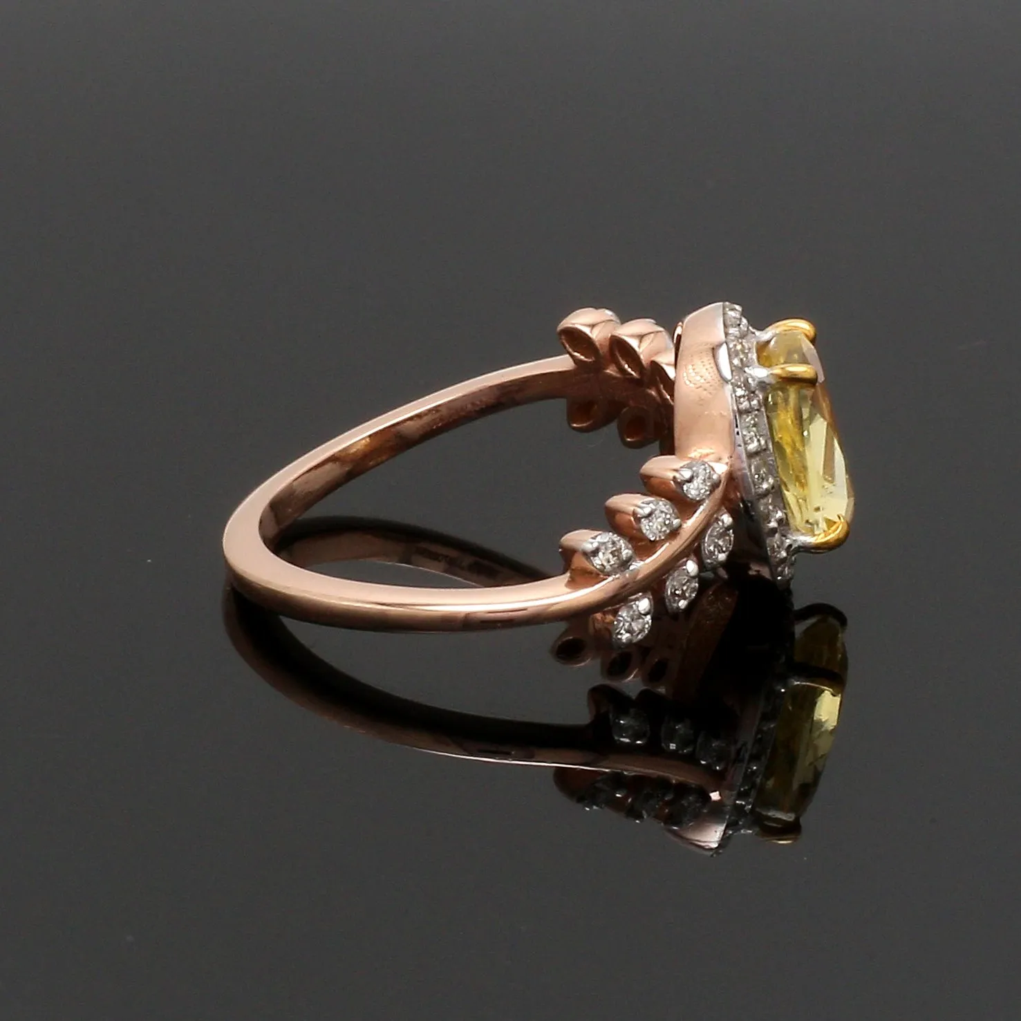 1.75cts. Yellow Sapphire 18K Rose Gold Diamond Ring for Women JL AU 1356R