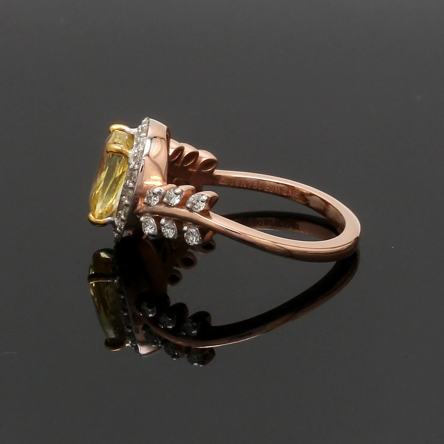 1.75cts. Yellow Sapphire 18K Rose Gold Diamond Ring for Women JL AU 1356R