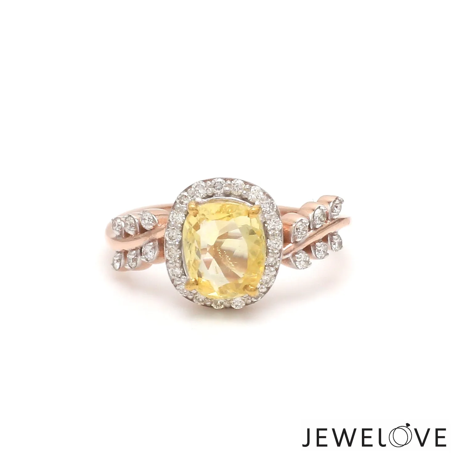 1.75cts. Yellow Sapphire 18K Rose Gold Diamond Ring for Women JL AU 1356R