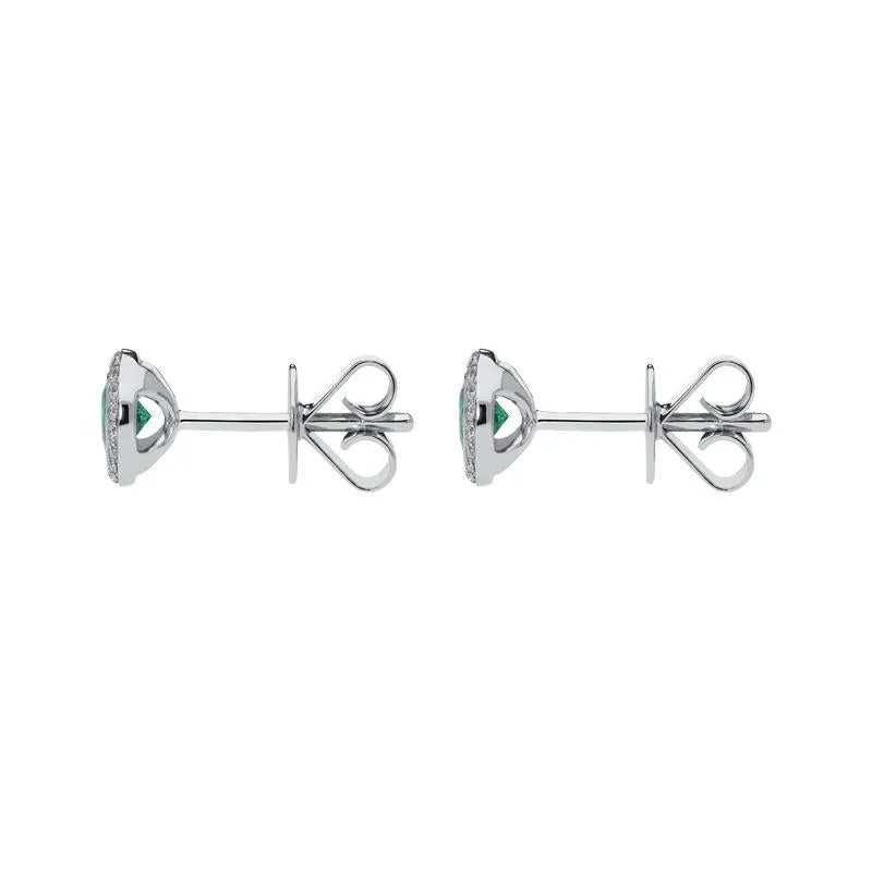 18ct White Gold 0.43ct Emerald Diamond Round Stud Earrings