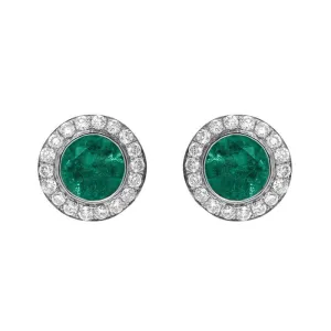 18ct White Gold 0.43ct Emerald Diamond Round Stud Earrings