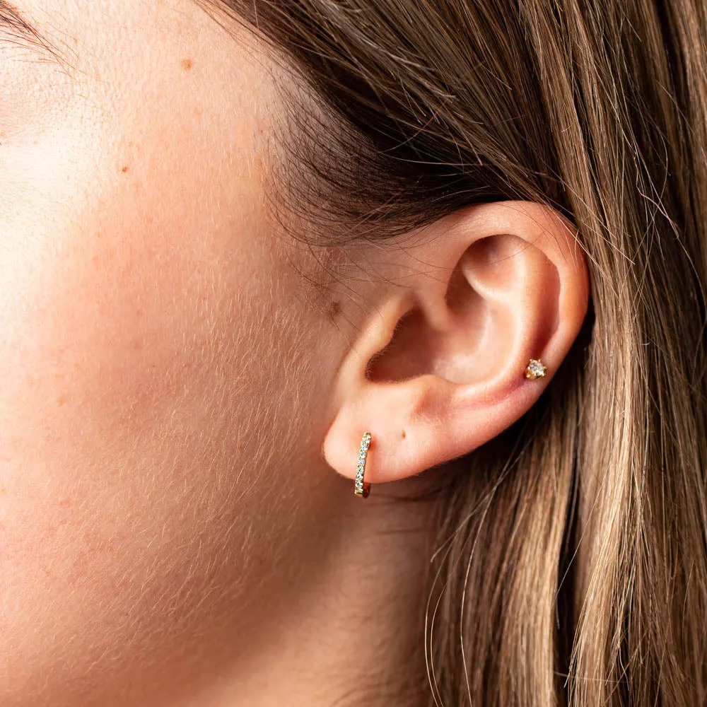 18ct Yellow Gold .11ct Diamond Cosy Earrings