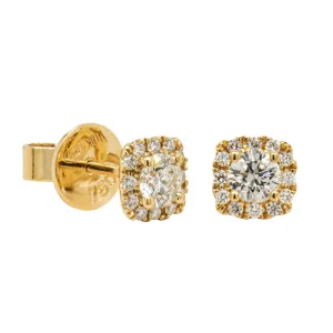 18ct Yellow Gold .55ct Diamond Peony Stud Earrings