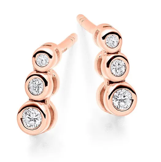 18K Gold 0.20 CaratTriple Diamond Drop Earrings