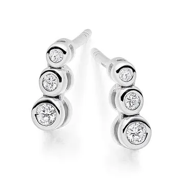 18K Gold 0.20 CaratTriple Diamond Drop Earrings