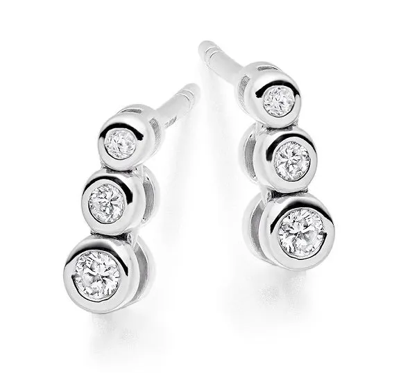 18K Gold 0.20 CaratTriple Diamond Drop Earrings