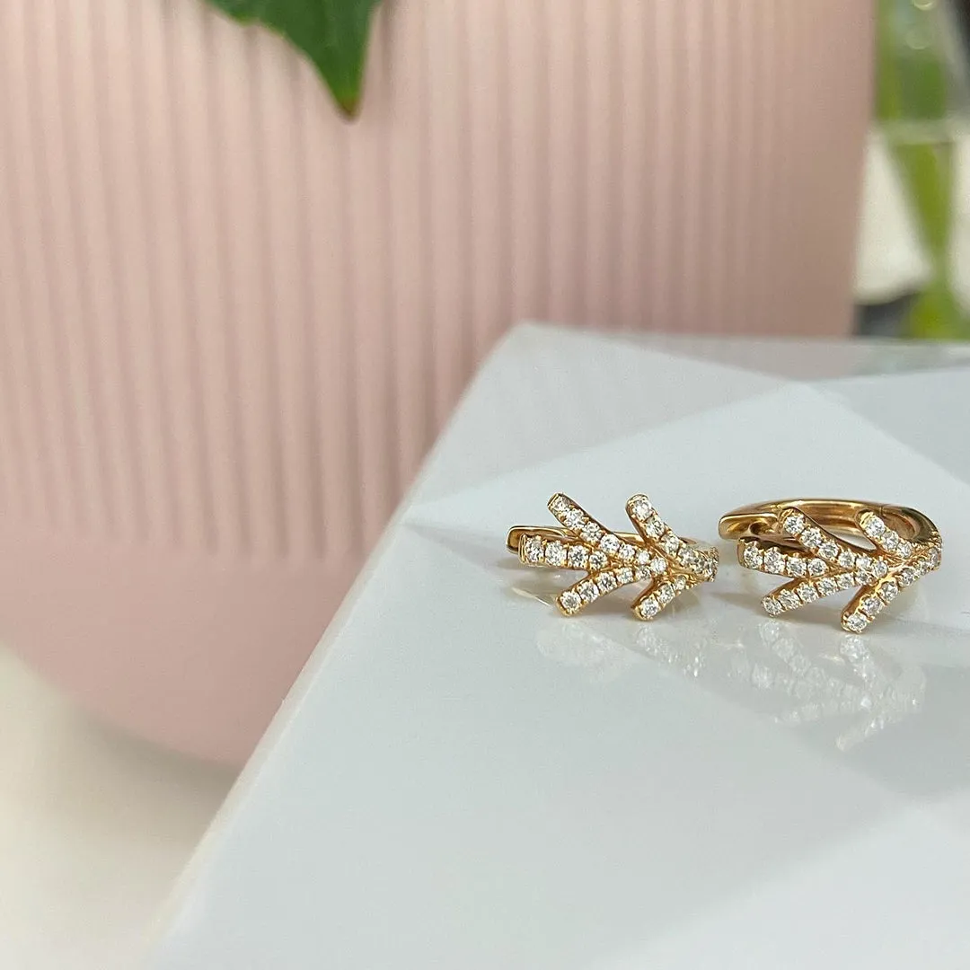 18k Gold 0.37ct Huggie Hoop Diamond Earrings, Pair