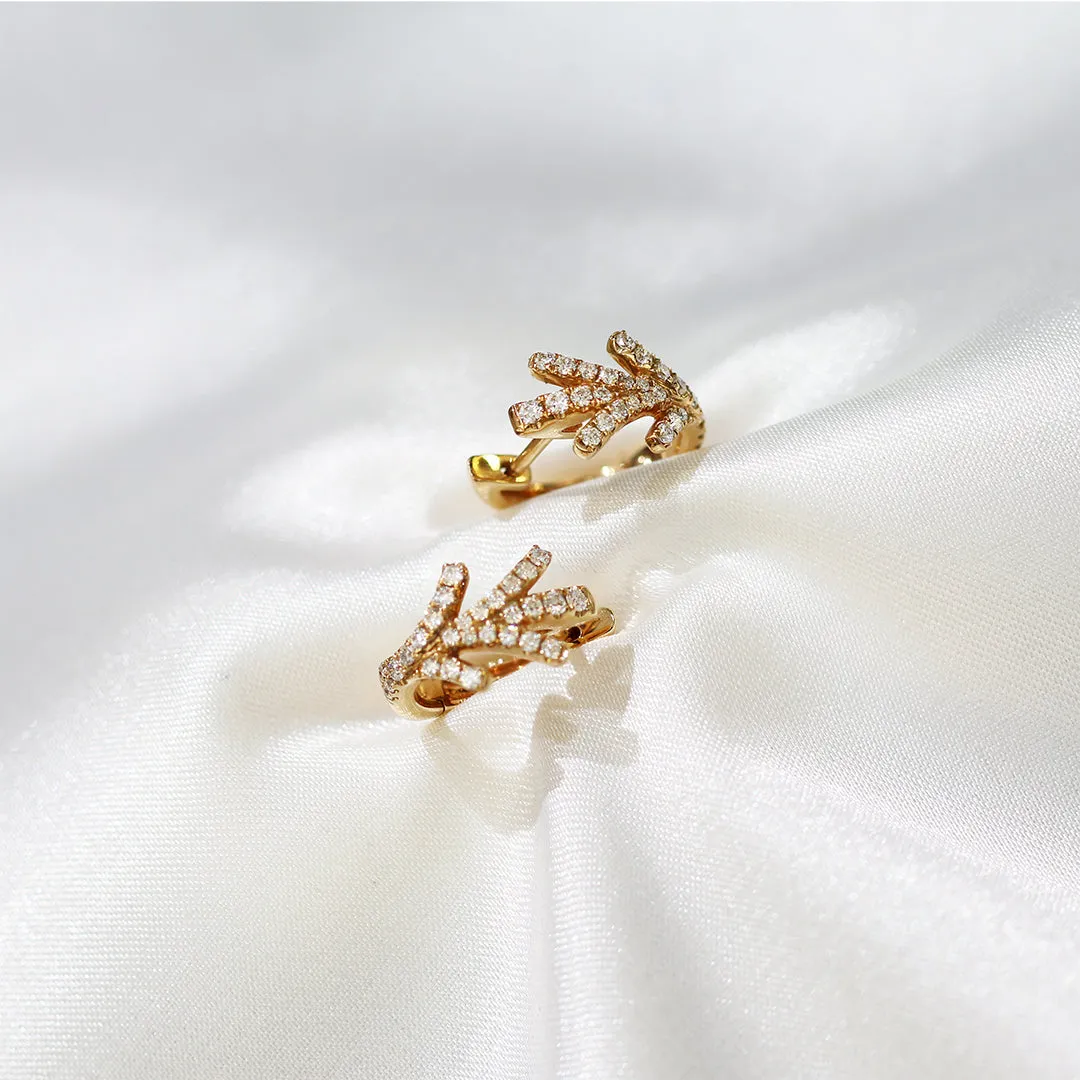 18k Gold 0.37ct Huggie Hoop Diamond Earrings, Pair
