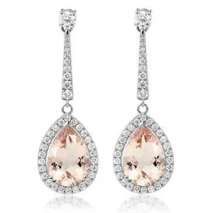 18K Gold & Morganite 8.30 Carat Diamond Drop Earrings
