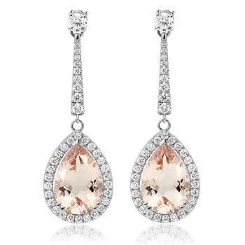 18K Gold & Morganite 8.30 Carat Diamond Drop Earrings
