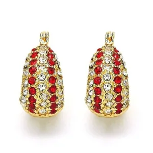 18K Gold-Filled High-Polish Red & White Crystal Earrings