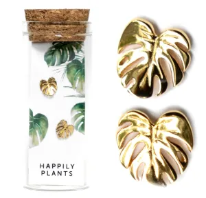 18k Gold Plated Monstera Deliciosa Stud Earring Set, Plant gifts Minimal Earring Studs, Plant Gifts, Plant Mom Gift