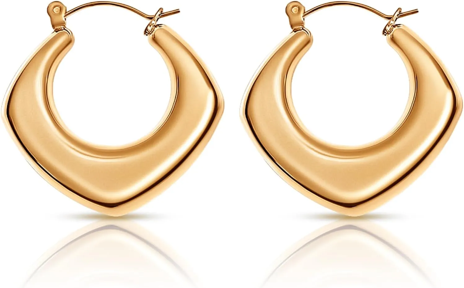 18K Gold-Plated Stainless Steel Geometric Hollow Hoop Earrings for Women – Minimalist Waterproof, Tarnish-Resistant, Hypoallergenic Jewelry with Durable Design