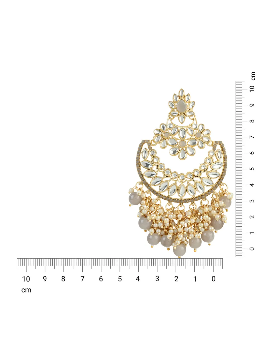 18K Gold Plated Traditional Pearl Kundan Beaded Chandbali Earrings for Women/Girls - Wahe Jewels