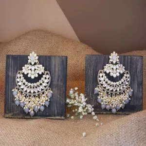 18K Gold Plated Traditional Pearl Kundan Beaded Chandbali Earrings for Women/Girls - Wahe Jewels