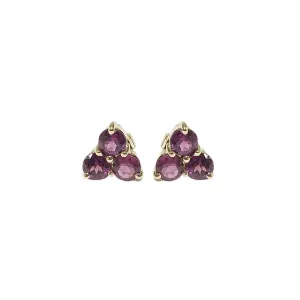 18k Gold Rhodolite Garnet Earrings Studs