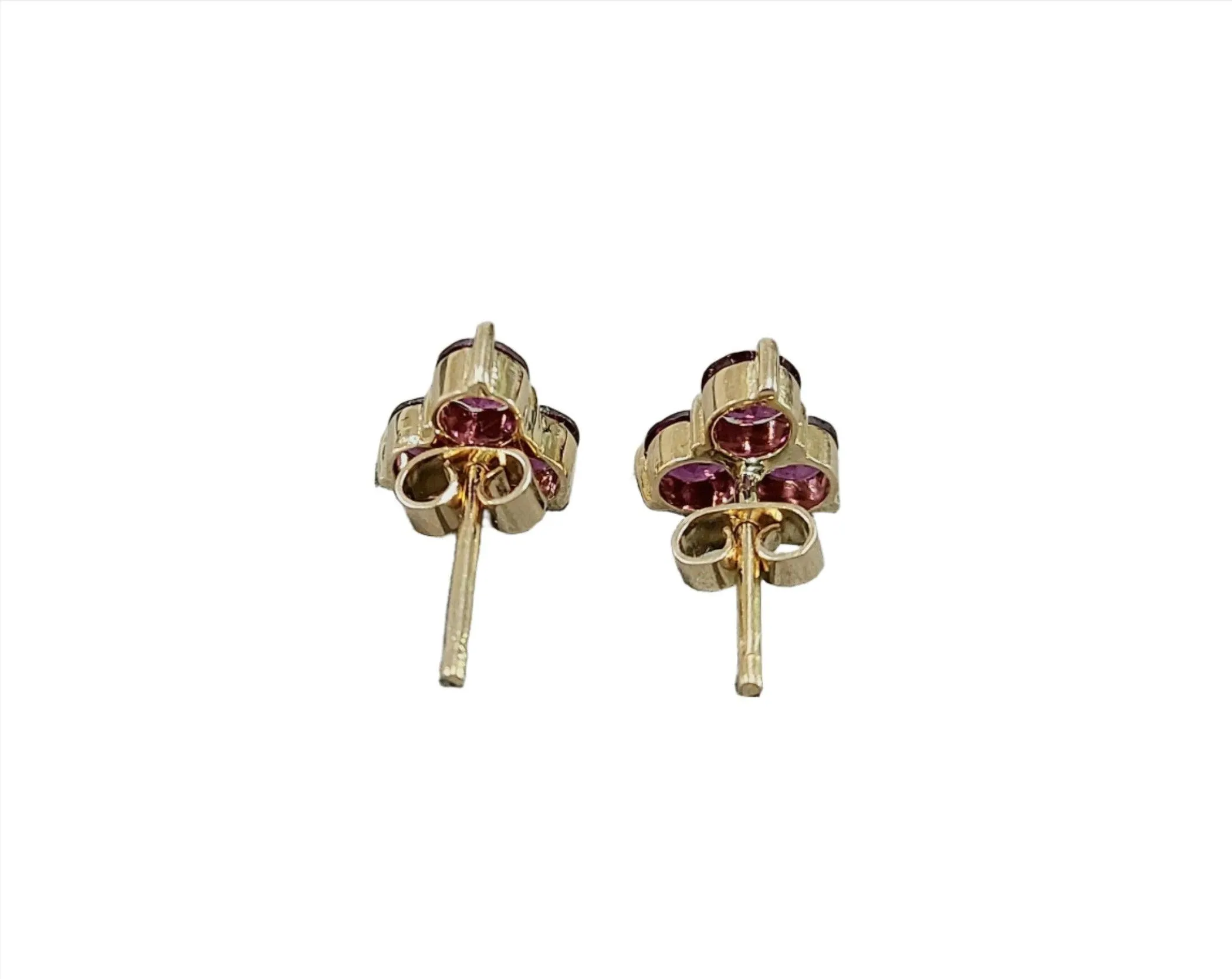 18k Gold Rhodolite Garnet Earrings Studs