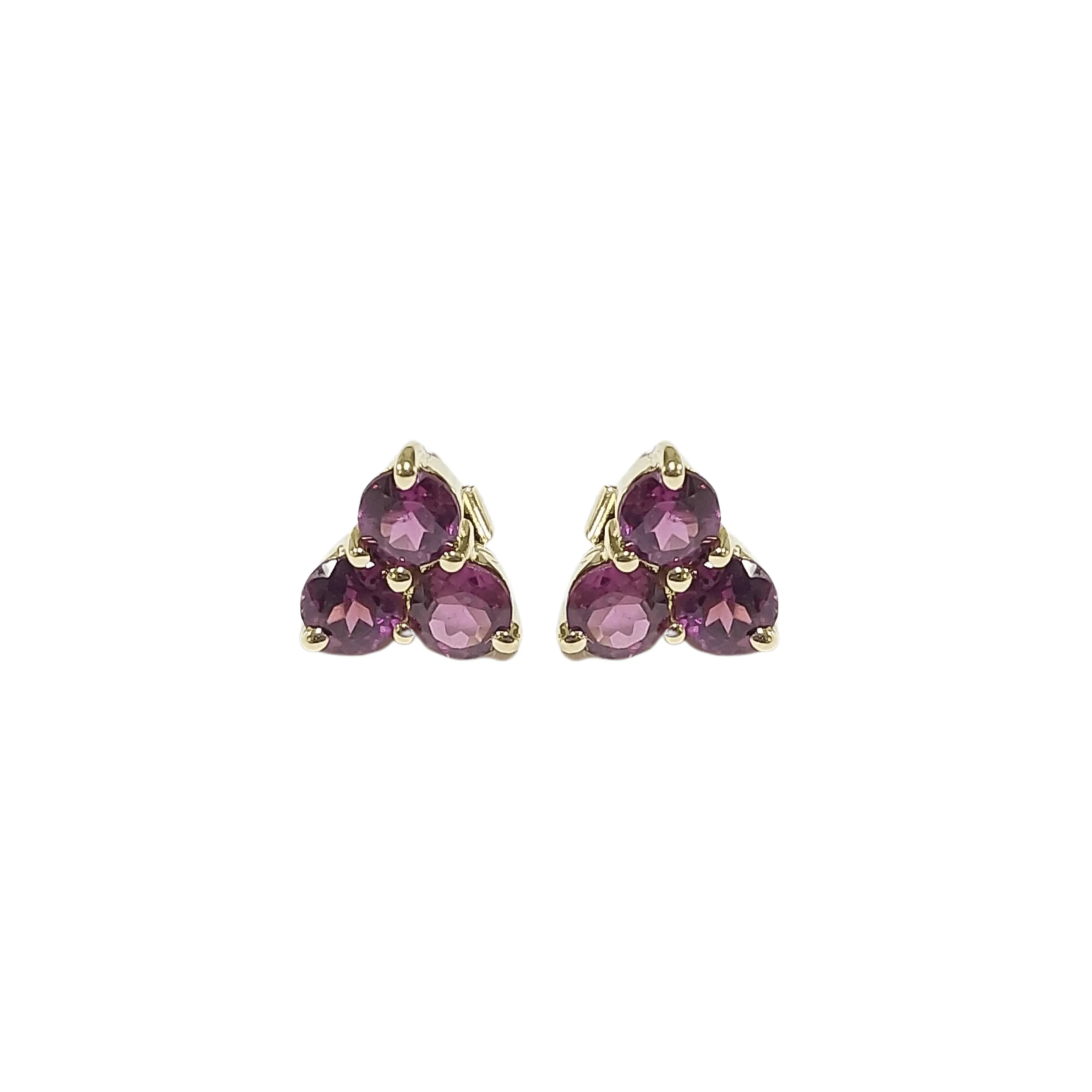 18k Gold Rhodolite Garnet Earrings Studs