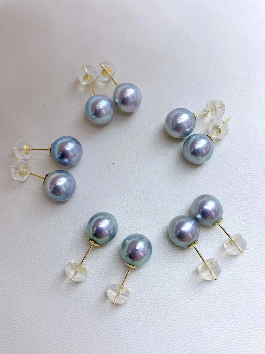 18K Gold Seawater Pearl Stud Earrings for Women