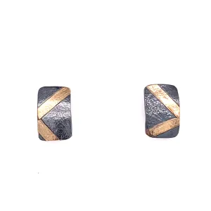 18k Inlay Rectangle Post Earrings (E1776)