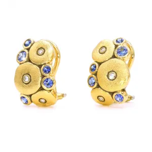 18K Orchard Blue Mix Sapphire & Diamond Earrings - E-100S
