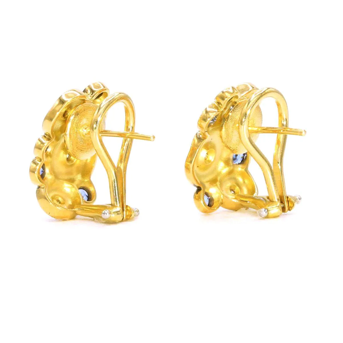 18K Orchard Blue Mix Sapphire & Diamond Earrings - E-100S