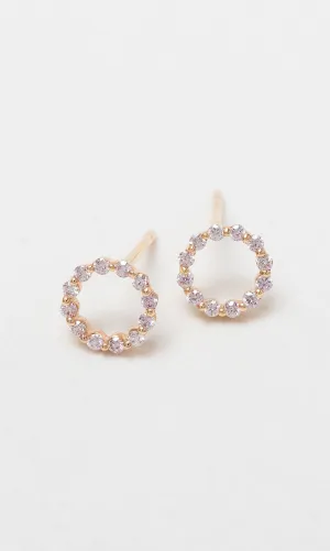 18K RG Australian Pink Diamond Circular Stud Earrings