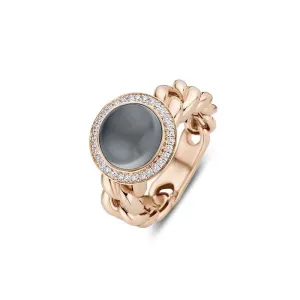 18K Rose Gold Hematite and Diamond Ring