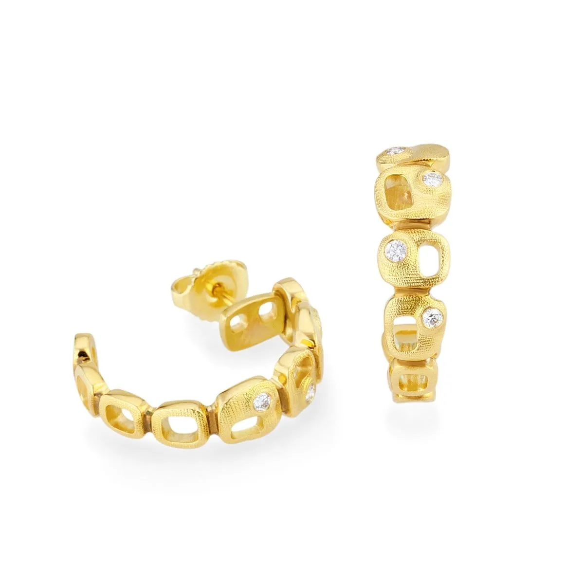 18K Totem Diamond Earrings - E-222