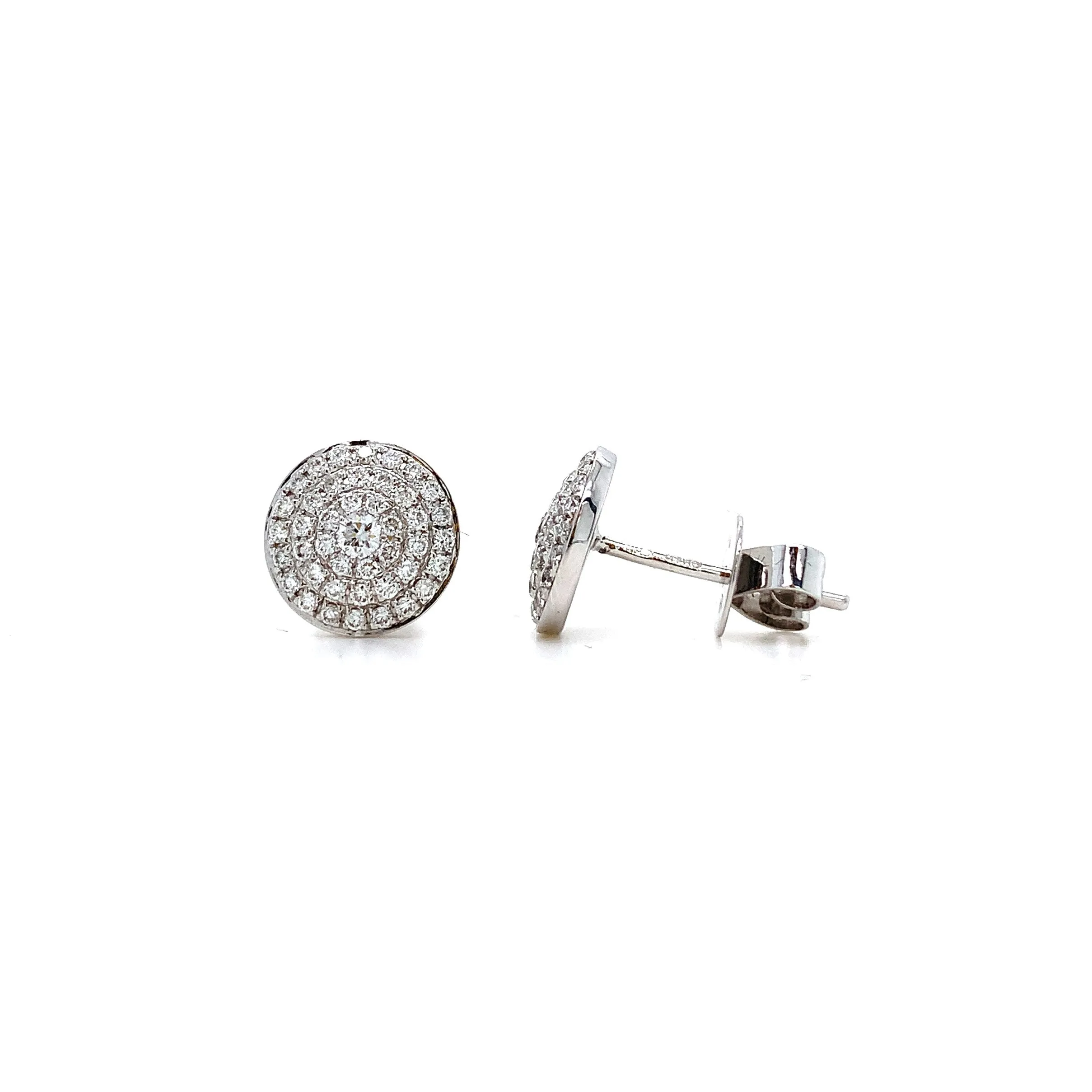 18K White Gold 0.62ct Diamond Round Cluster Stud Earrings