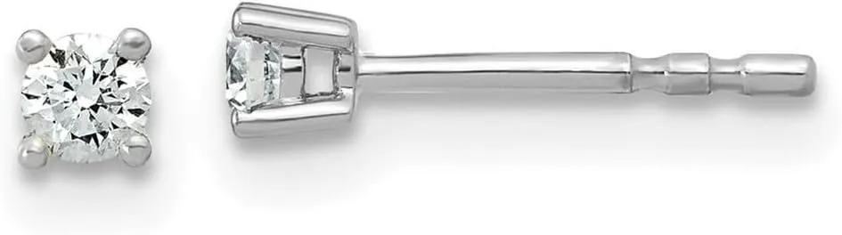 18k White Gold 1/10 Ctw Lab Grown Diamond VS  F  Round 4 Prong Heavy Weight Earrings - Jewelry Gift for Mom