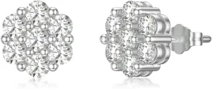 18K White Gold Diamond Stud Earrings for Women, 2.4 CT T.W. 9x7mm Cluster Set Lab Grown Diamond Earring Studs, IGI Certified, D Color, VVS1, for Women Ladies Mom Sister