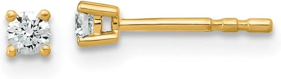 18k Yellow Gold 1/10 Ctw Lab Grown Diamond VS  F  Round 4 Prong Heavy Weight Earrings - Jewelry Gift for Mom