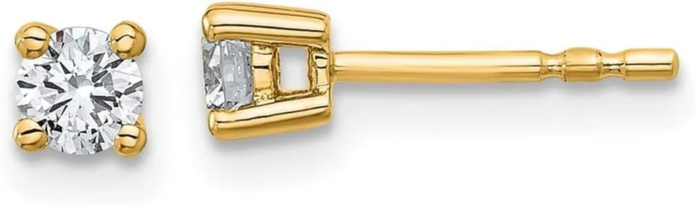 18k Yellow Gold 1/3 Ctw Lab Grown Diamond VS  F  Round 4 Prong Heavy Weight Earrings - Jewelry Gift for Mom