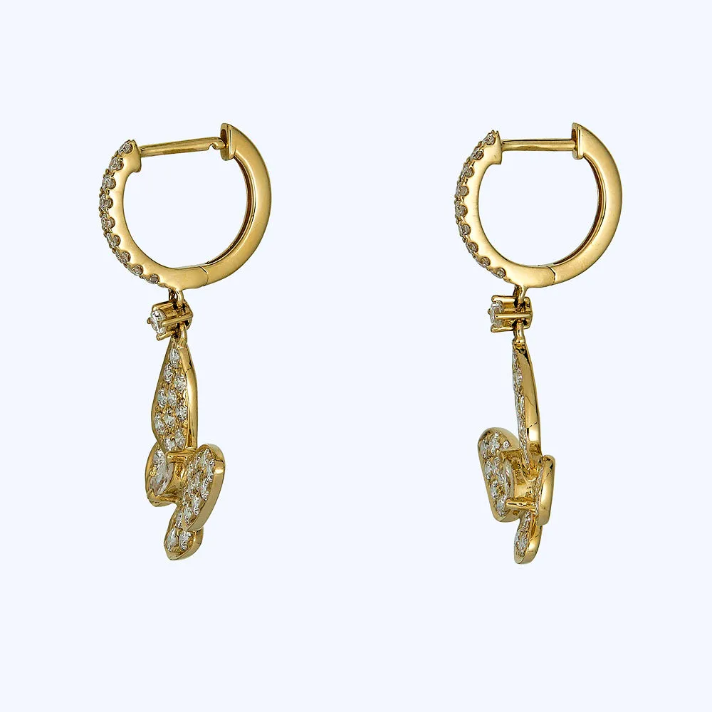 18K Yellow Gold Diamond Butterfly Earrings