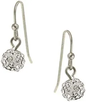 1928 Jewelry Women's Minimalist Fireball Pave Crystal Drop Earrings