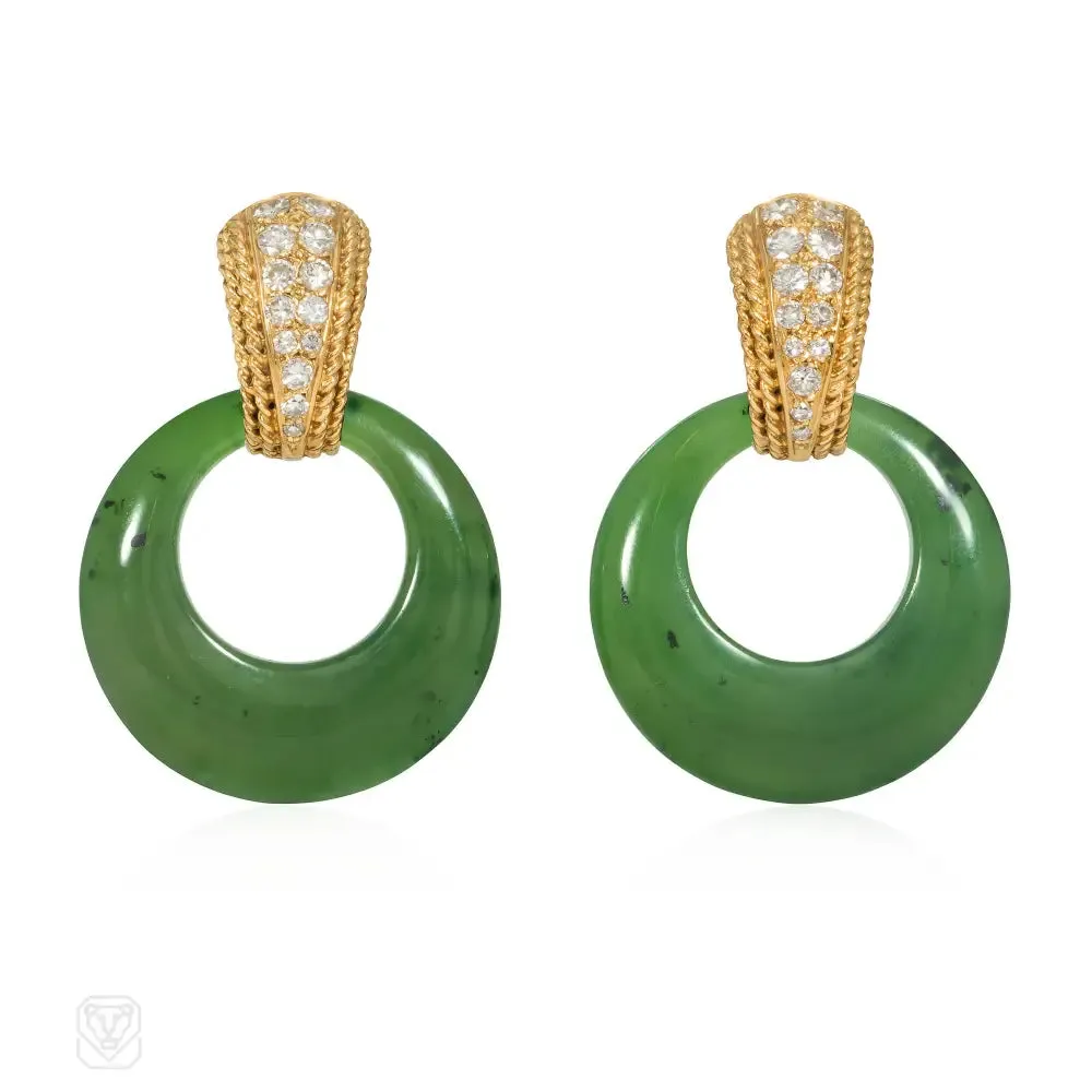 1960s Van Cleef & Arpel multi-stone interchangeable gold and diamond earclips