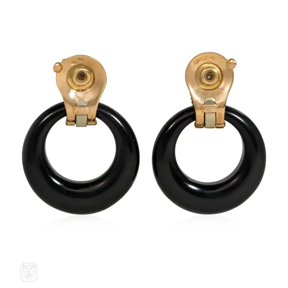 1960s Van Cleef & Arpel multi-stone interchangeable gold and diamond earclips