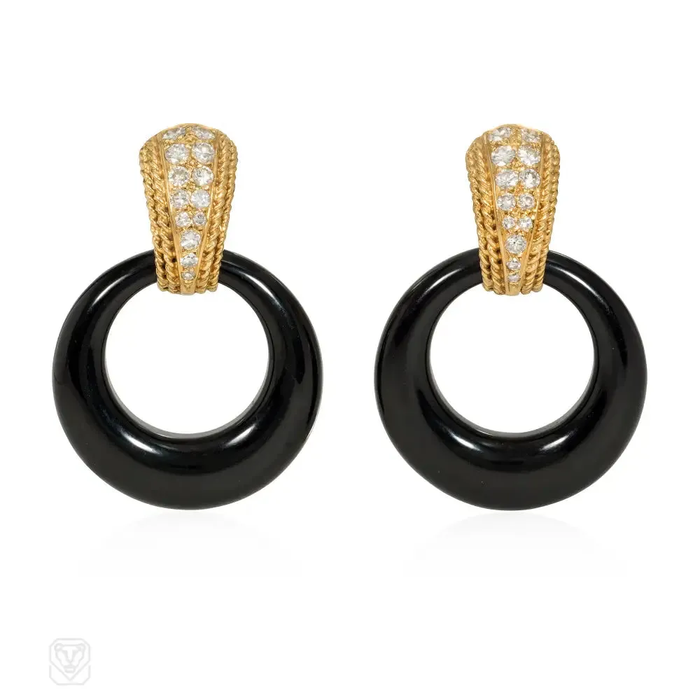 1960s Van Cleef & Arpel multi-stone interchangeable gold and diamond earclips